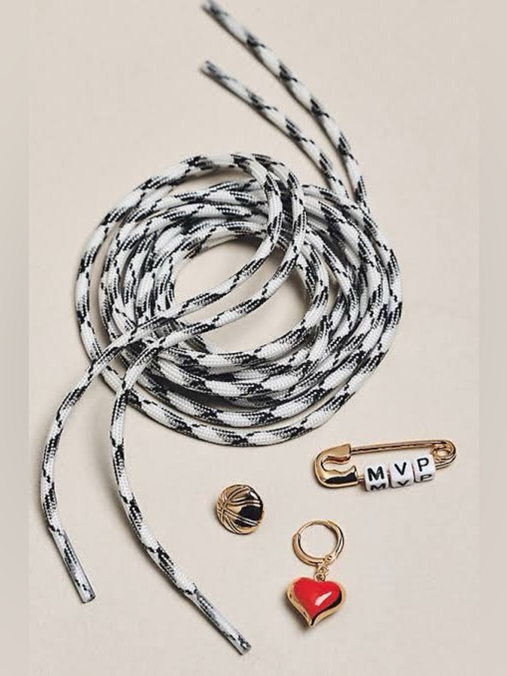 Anthropologie Kids' Black & White Shoe Accessory Set with Gold Charms